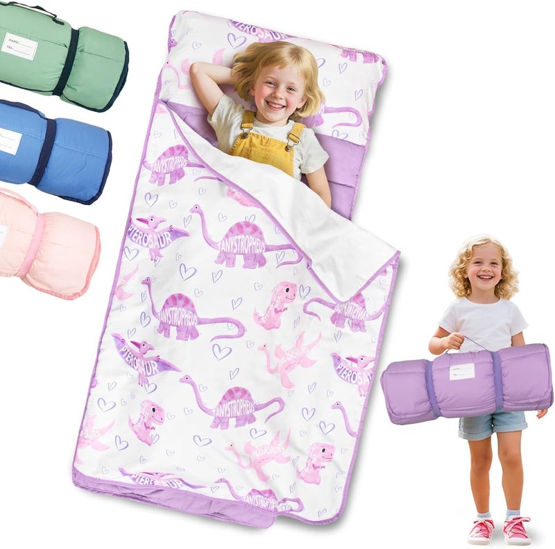 PRIMLECT Lightweight Toddler Nap Mat Perfect for Warm Sleepers, Portable Sleeping Bag with Removable Pillow and Fleece Blanket, Washable, Great for 3 Seasons, Daycare, Preschool, Boy and Girls - Image 1